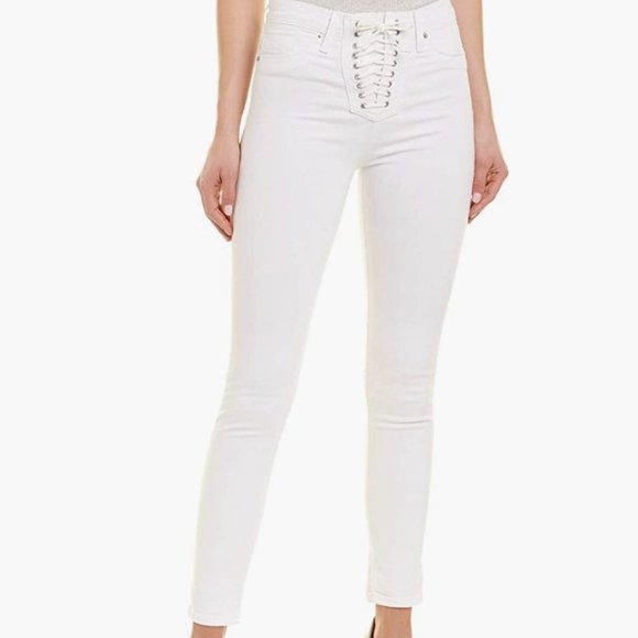 Hudson Jeans Bullocks High Rise Lace Up Super Skinny White ( 26  ) - Picture 1 of 5
